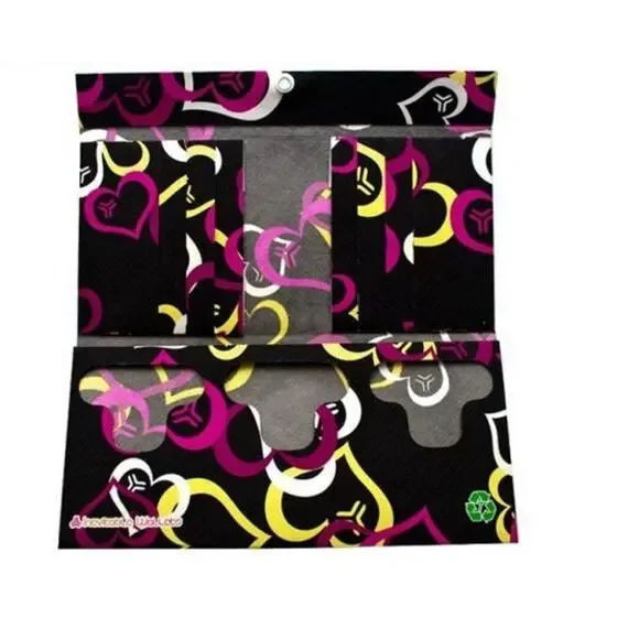 Amaranth Inevitable Wallet Clutch Heart Print Tyvek Water Resistant Black Pink - Picture 2 of 8